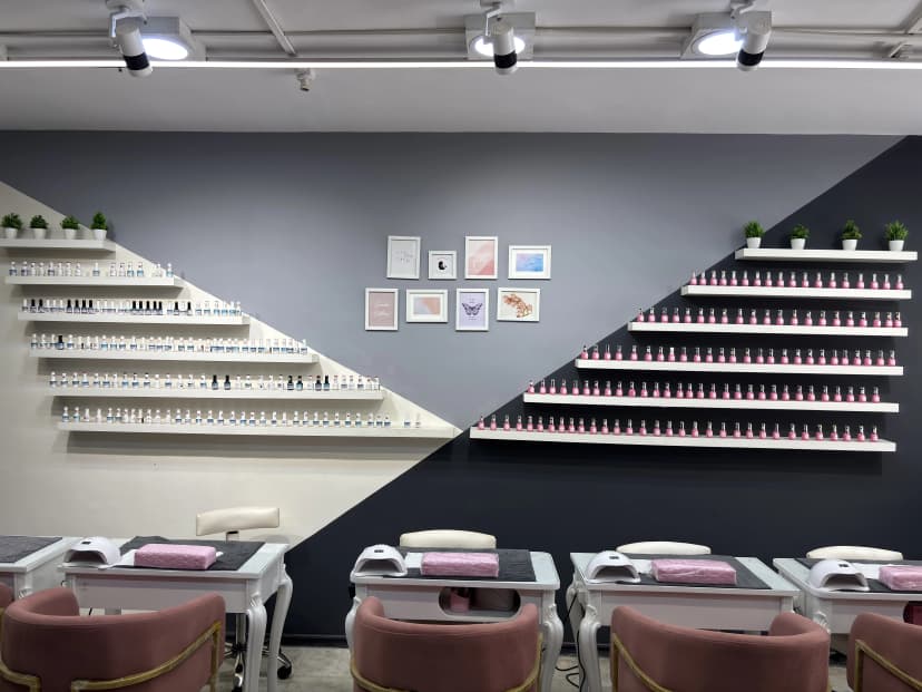 Modern Geometric Polish Wall & Manicure Stations