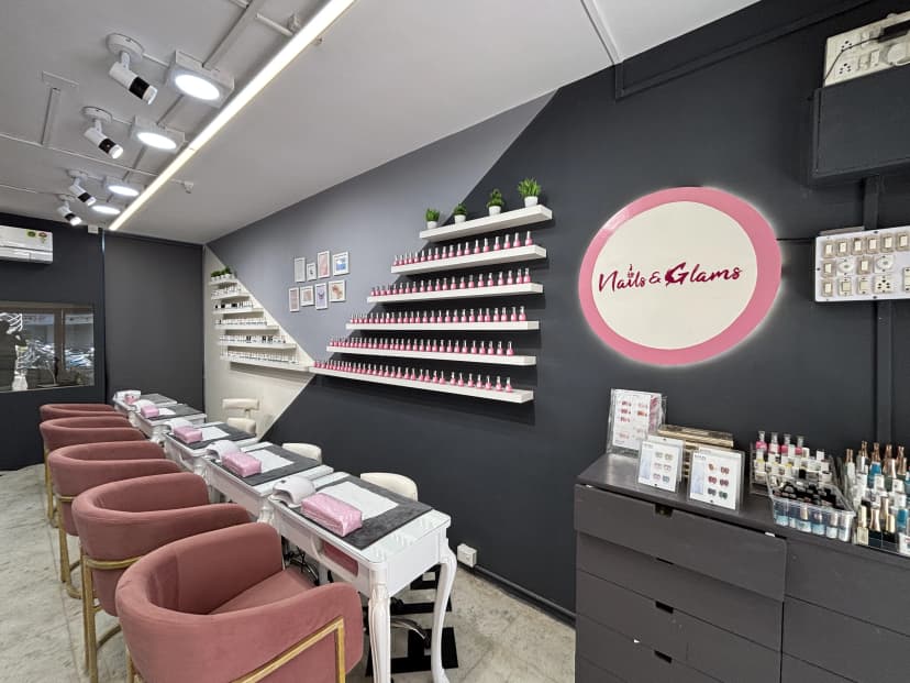 Deluxe Manicure Section with Velvet Seating & Polished Decor
