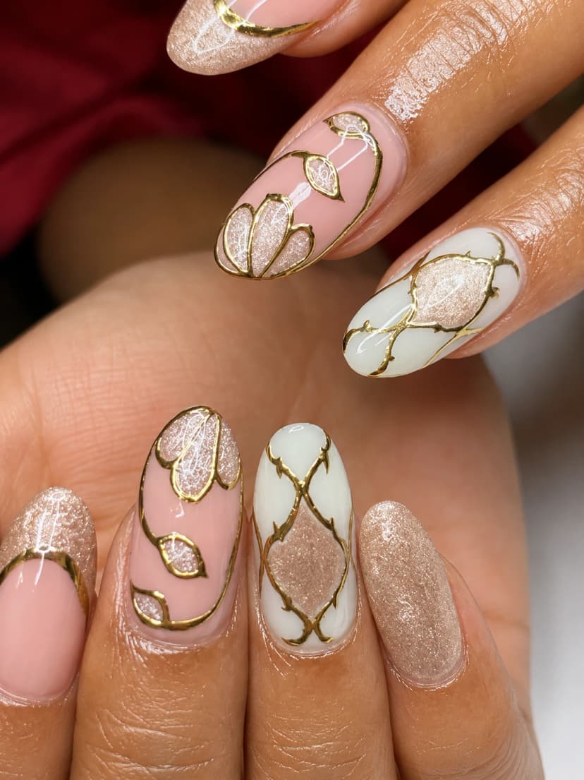 Soft Pastel Ombré Extensions with Delicate 3D Crystal Floral Details