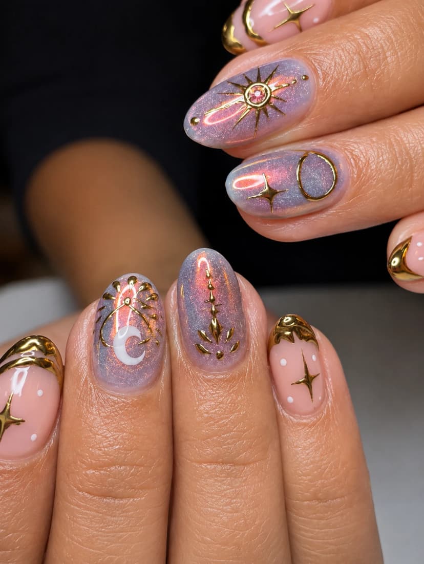 Luxury Milky Lavender Gel Polish Overlay on Natural Nails