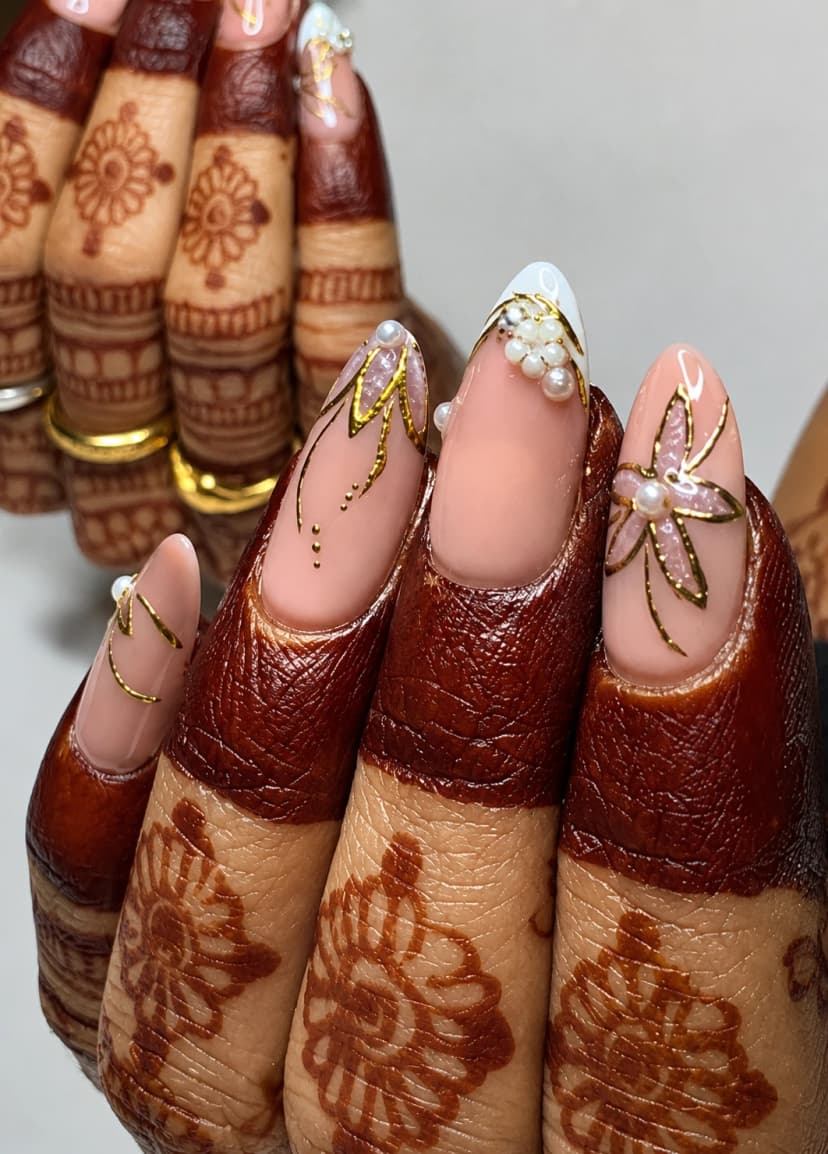 Vibrant Sunset Marble Sculpted Acrylic Extensions